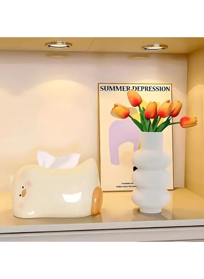 Milky White Duck Ceramic Tissue Box Holder Cute Home Decor Gift For Living Room - Image 3